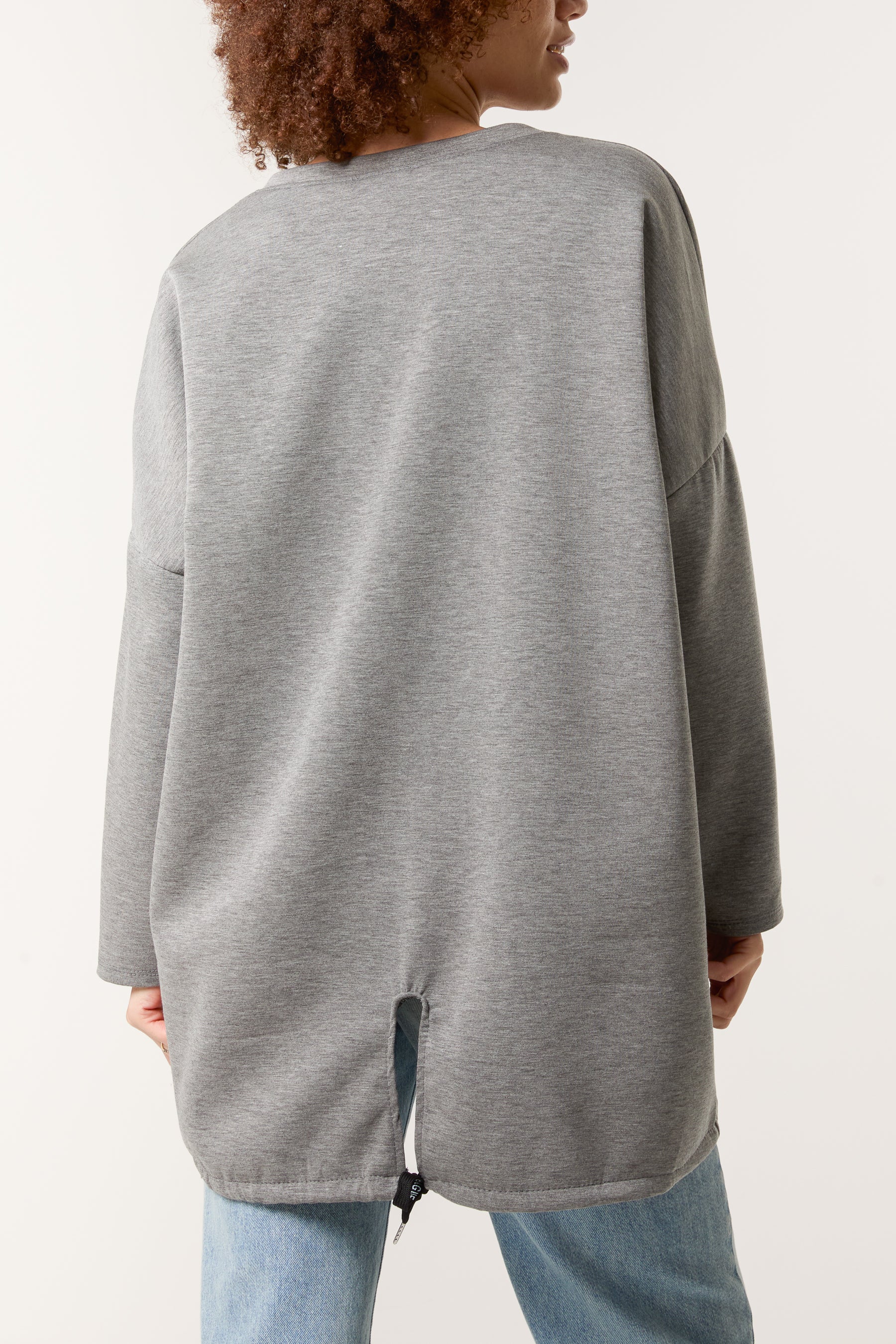 Round Neck Roll Sleeve Sweatshirt