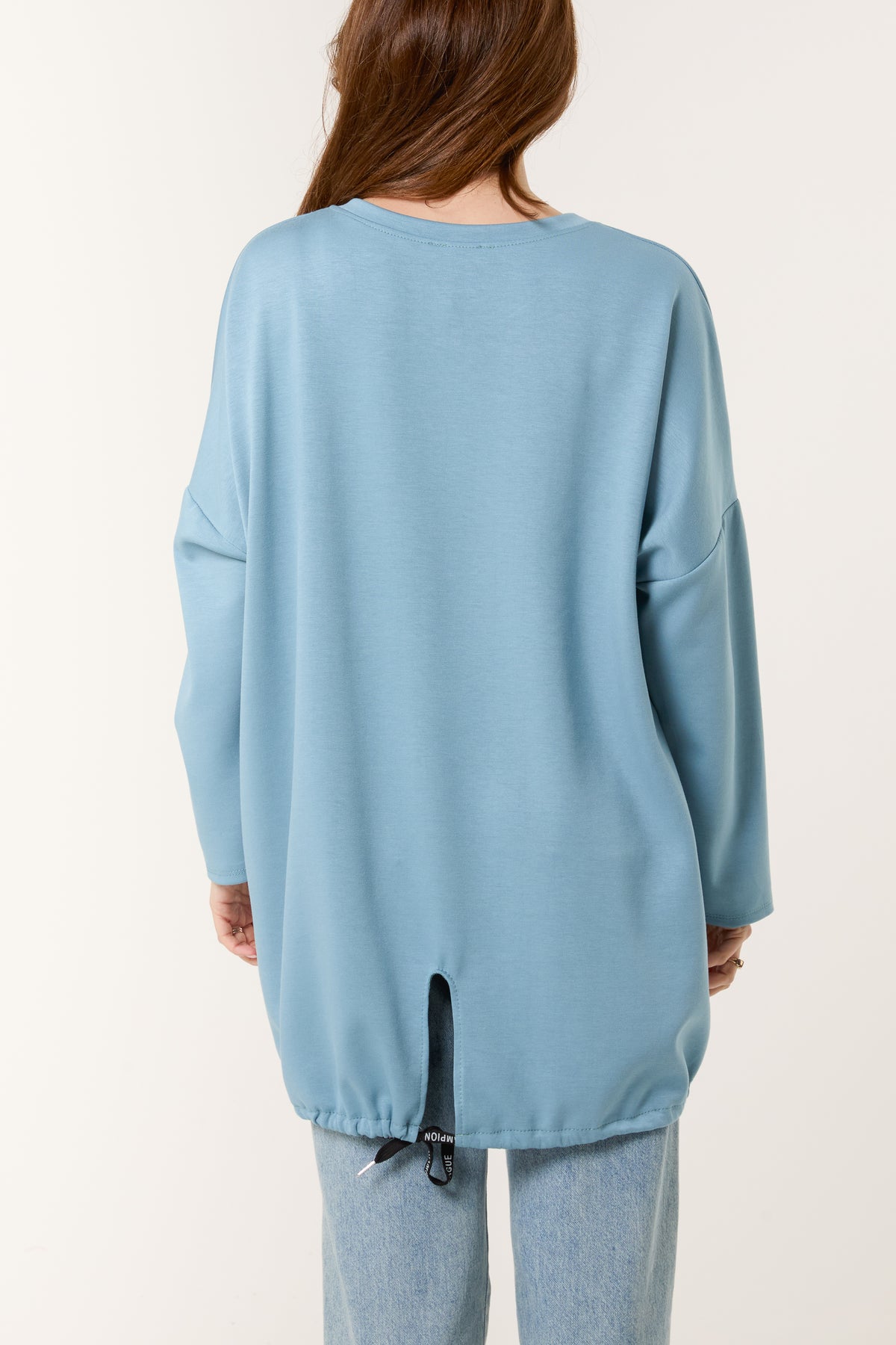 Round Neck Roll Sleeve Sweatshirt