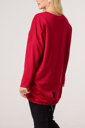 Round Neck Roll Sleeve Sweatshirt