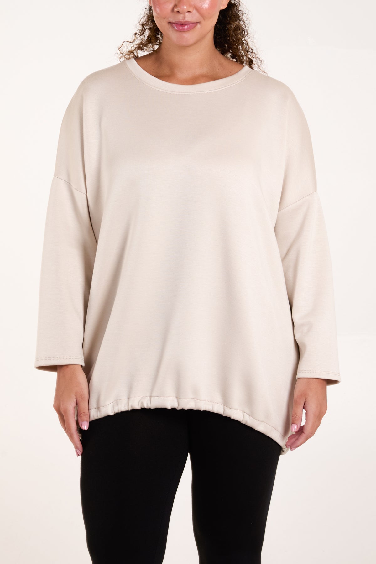 Round Neck Roll Sleeve Sweatshirt