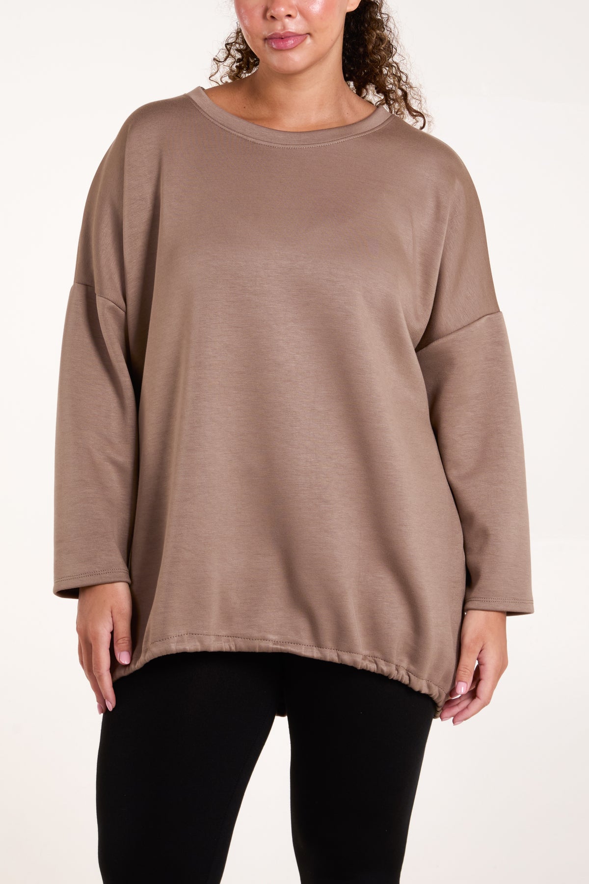 Round Neck Roll Sleeve Sweatshirt