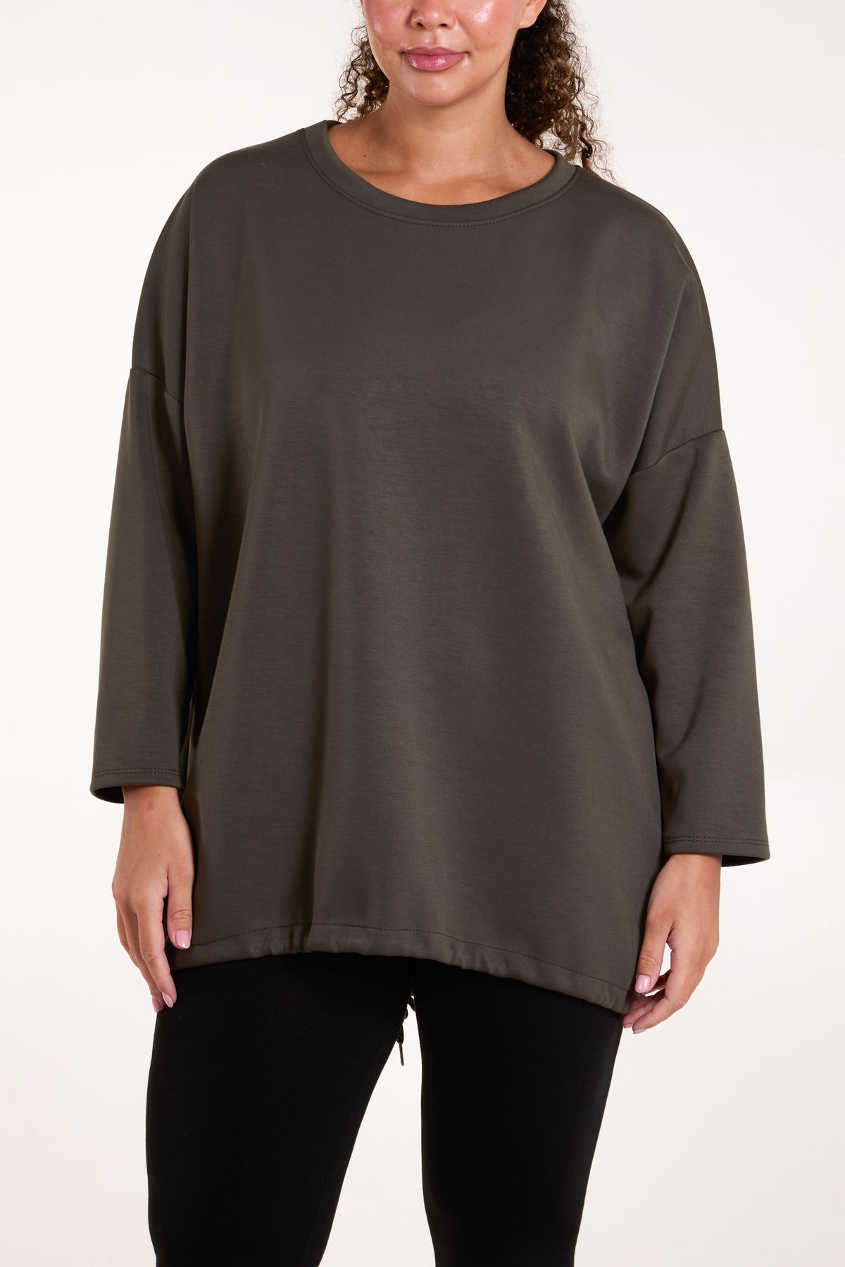 Round Neck Roll Sleeve Sweatshirt