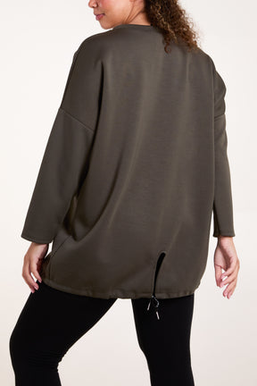 Round Neck Back Toggle Sweatshirt