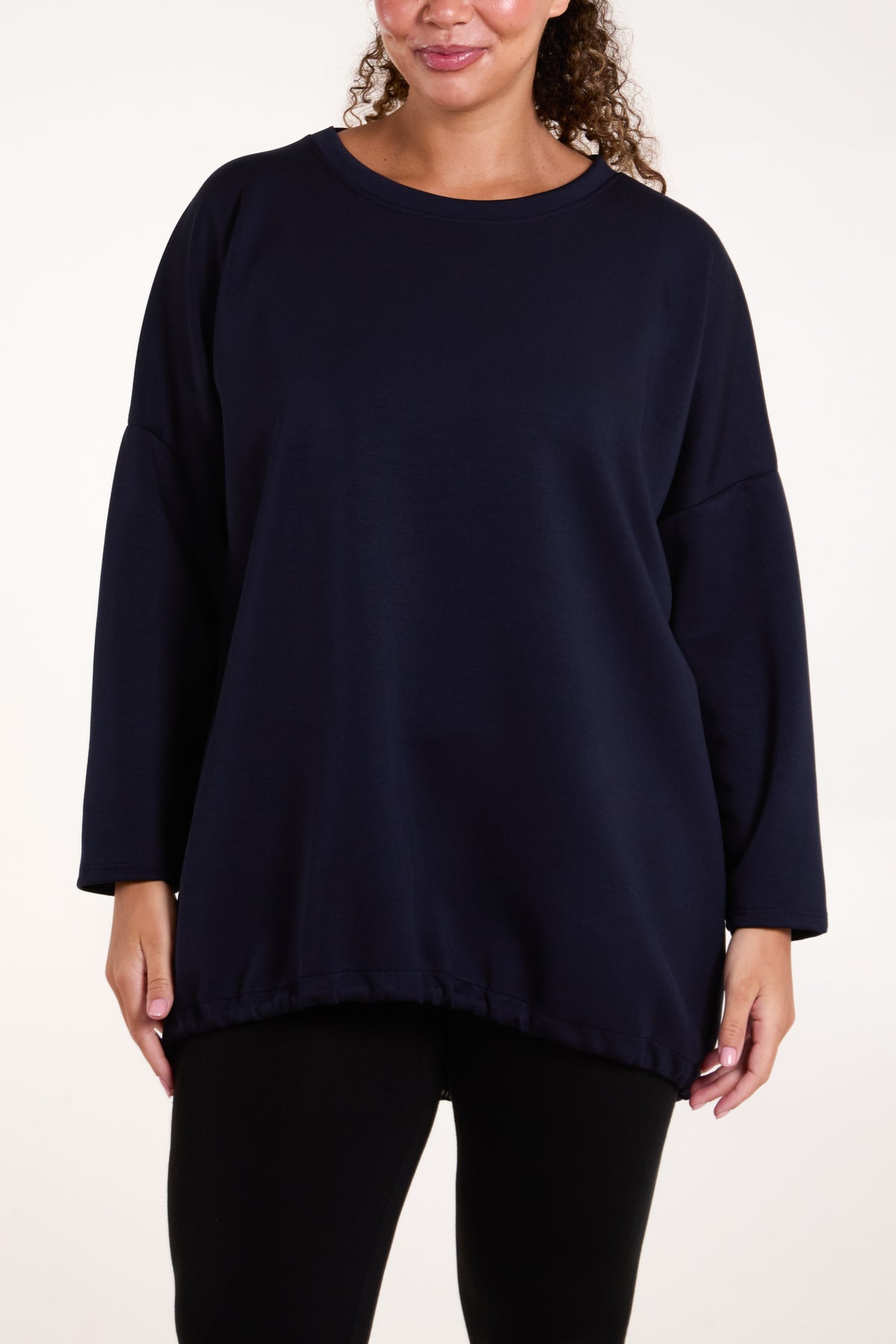 Round Neck Roll Sleeve Sweatshirt