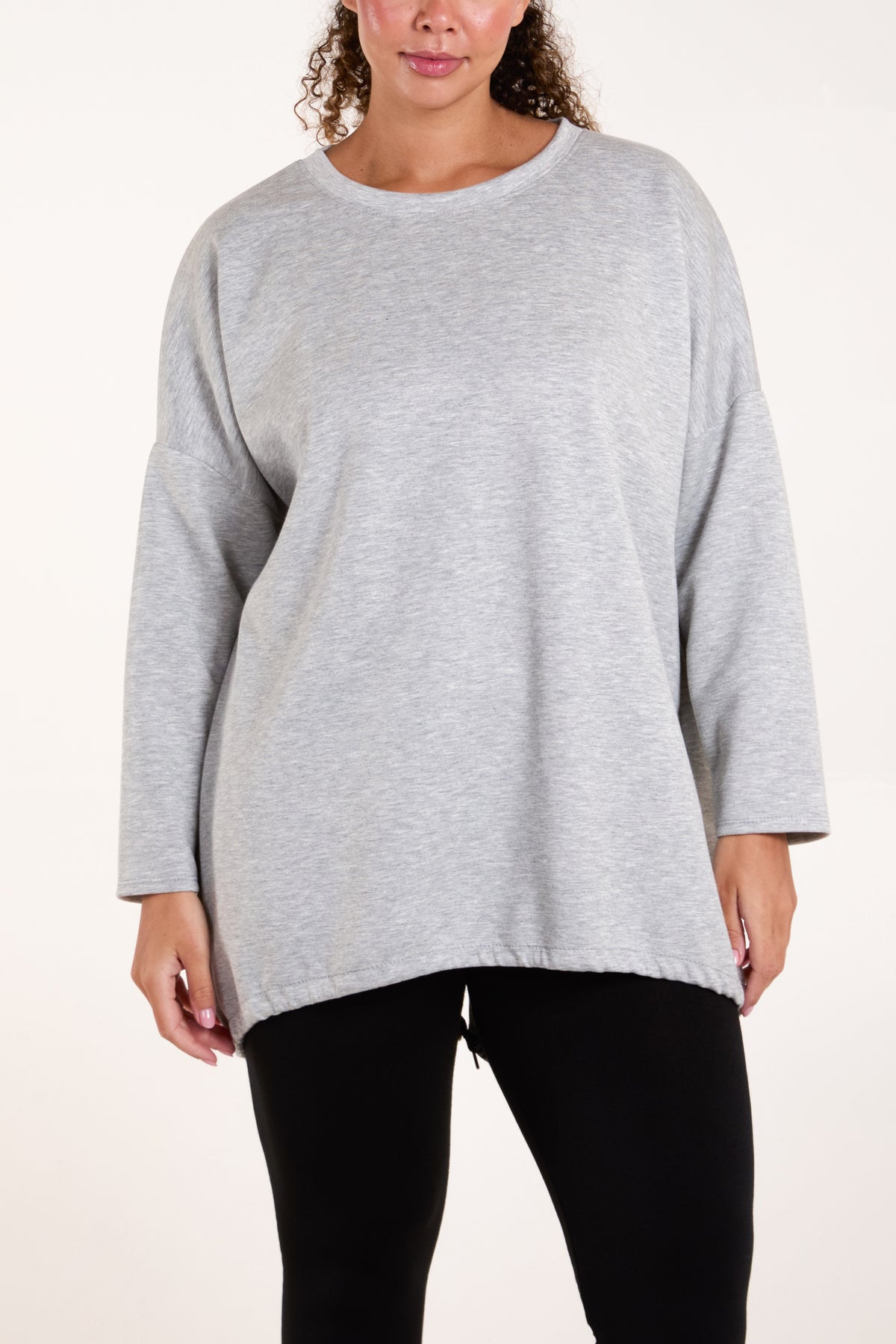 Round Neck Roll Sleeve Sweatshirt