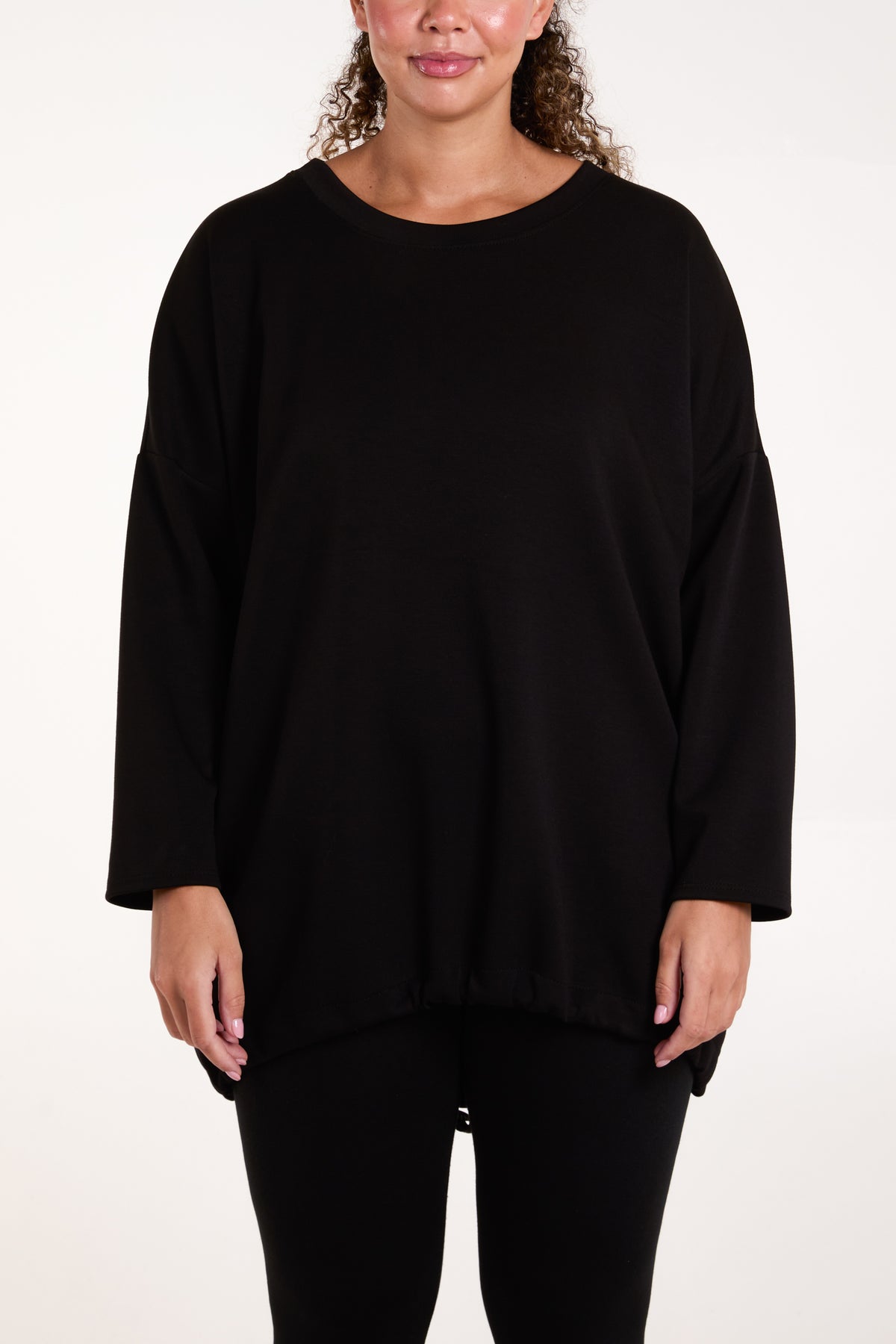 Round Neck Roll Sleeve Sweatshirt