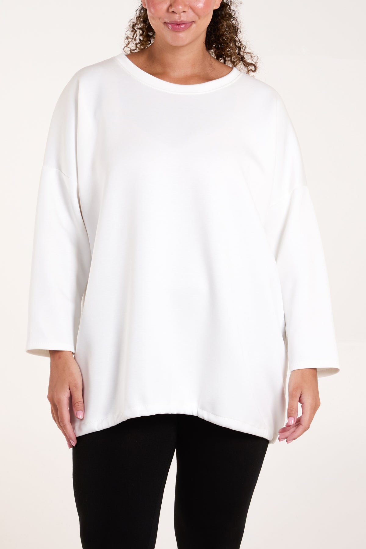 Round Neck Roll Sleeve Sweatshirt