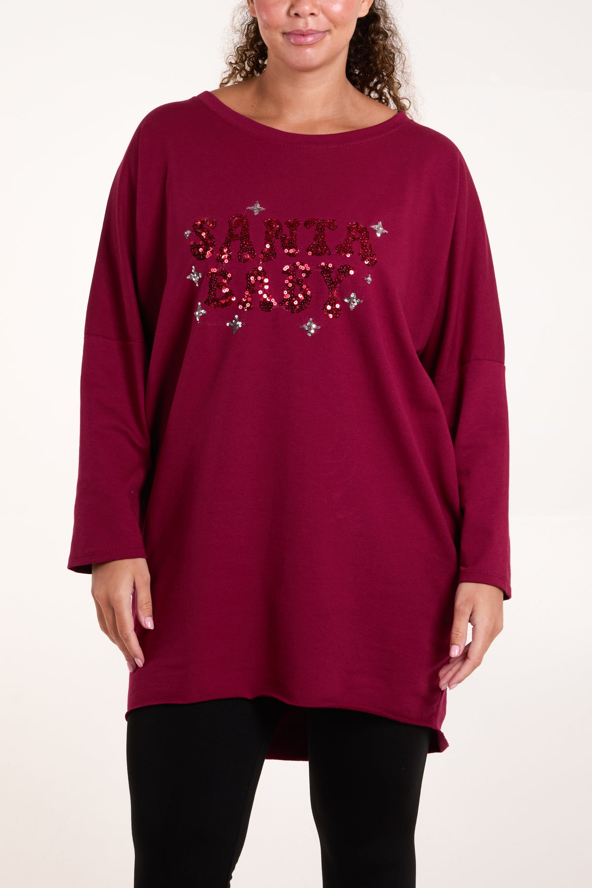 Sequin "Santa Baby" Oversized Sweatshirt