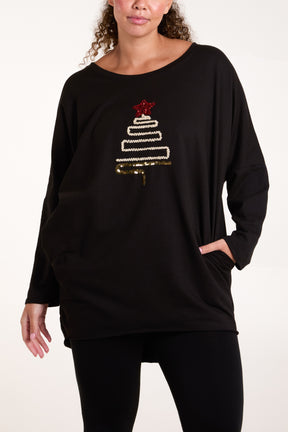 Sequin Festive Tree Sweat Top