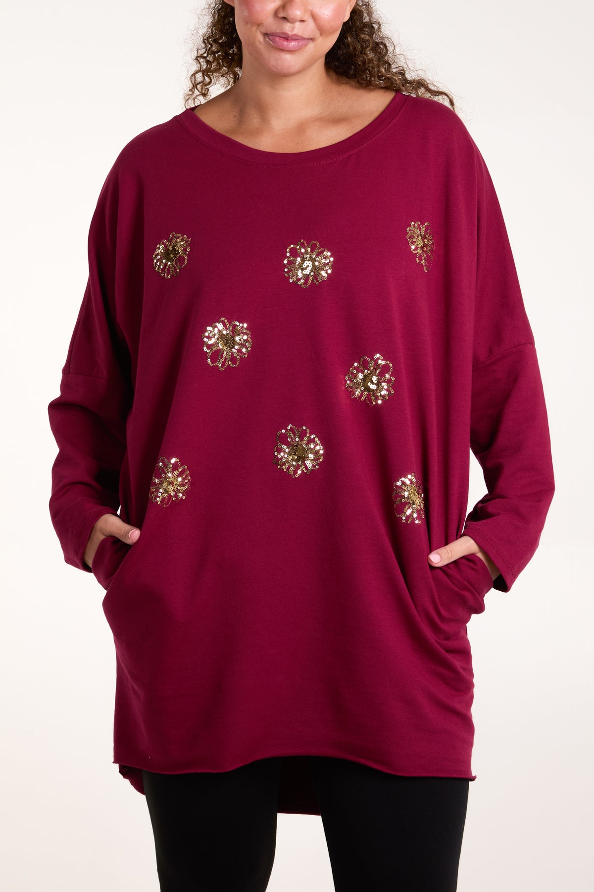 Sequin Flowers Long Sleeve Sweatshirt