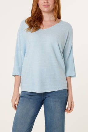 Sparkle Lurex V-Neck Knitted Top