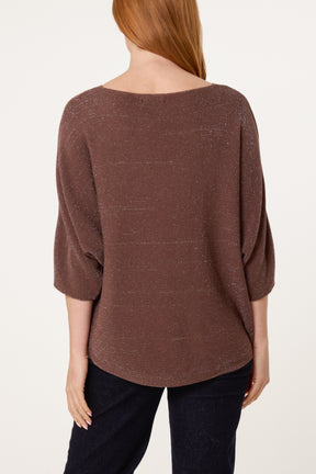 Sparkle Lurex V-Neck Knitted Top