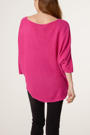 Sparkle Lurex V-Neck Knitted Top