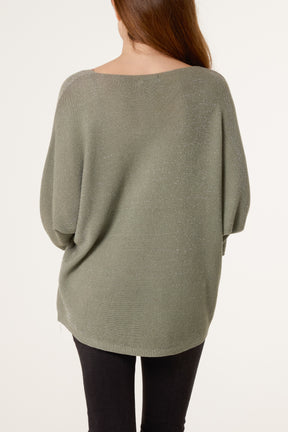 Sparkle Lurex V-Neck Knitted Top