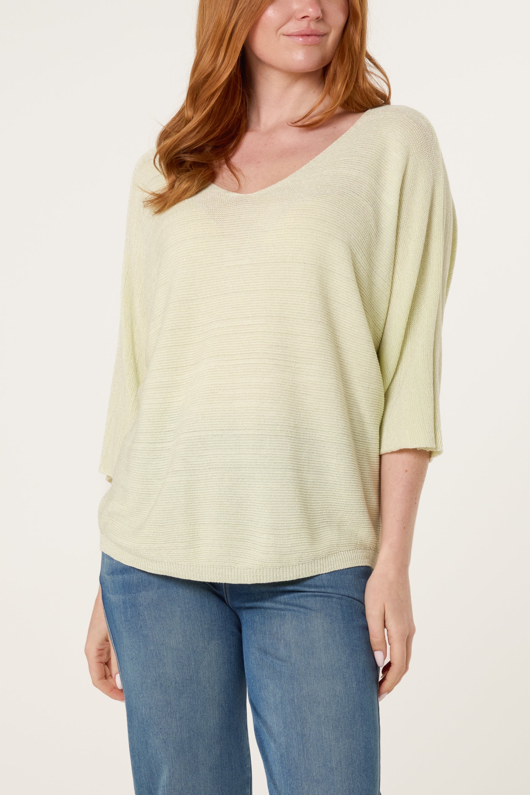 Sparkle Lurex V-Neck Knitted Top