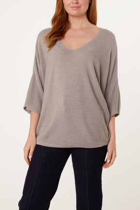 Sparkle Lurex V-Neck Knitted Top