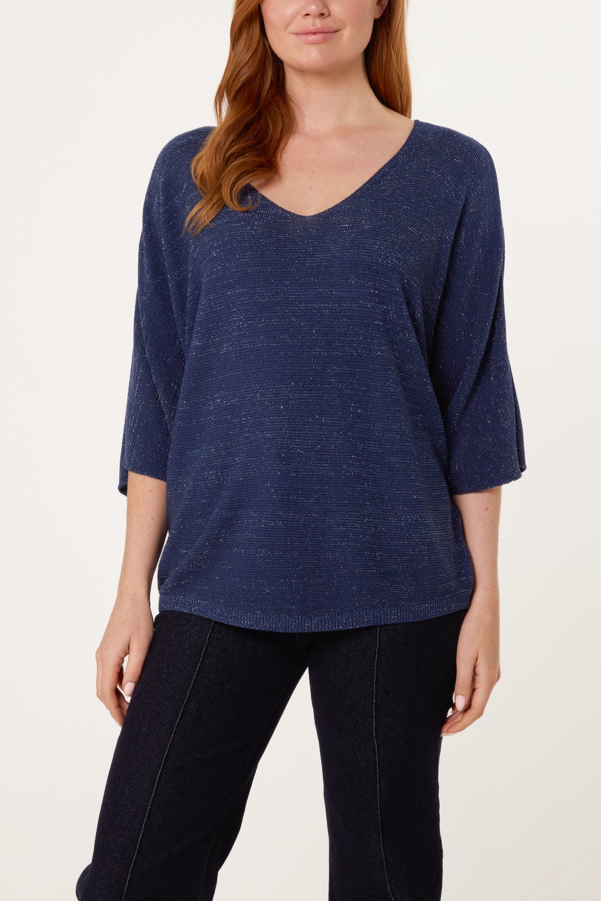 Sparkle Lurex V-Neck Knitted Top
