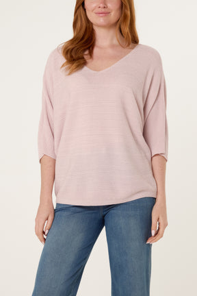 Sparkle Lurex V-Neck Knitted Top