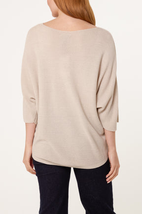 Sparkle Lurex V-Neck Knitted Top