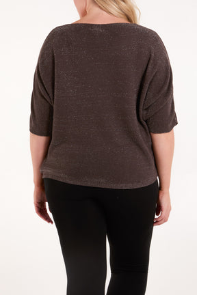 Sparkle Lurex V-Neck Knitted Top