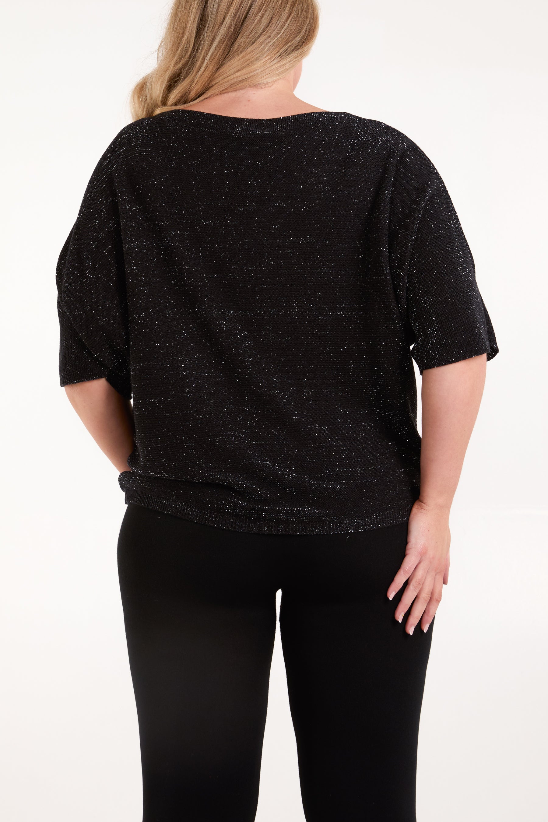 Sparkle Lurex V-Neck Knitted Top