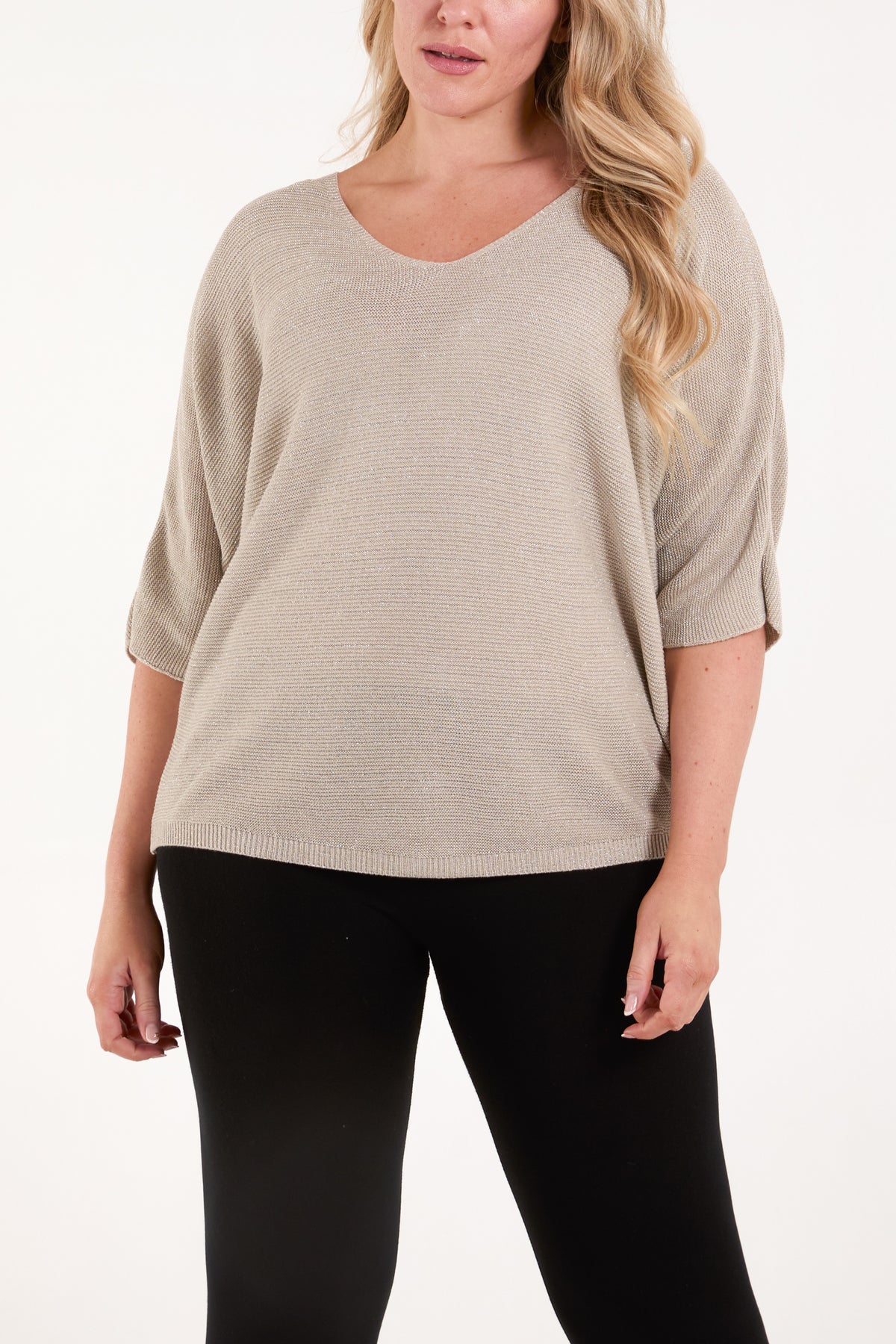 Sparkle Lurex V-Neck Knitted Top