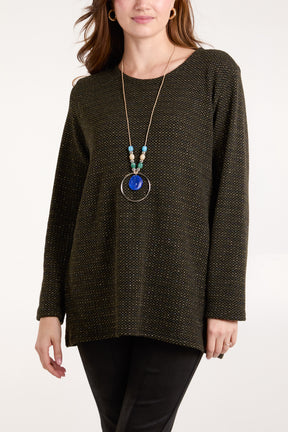 Necklace Lurex  Long Sleeve Top