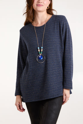 Necklace Lurex  Long Sleeve Top