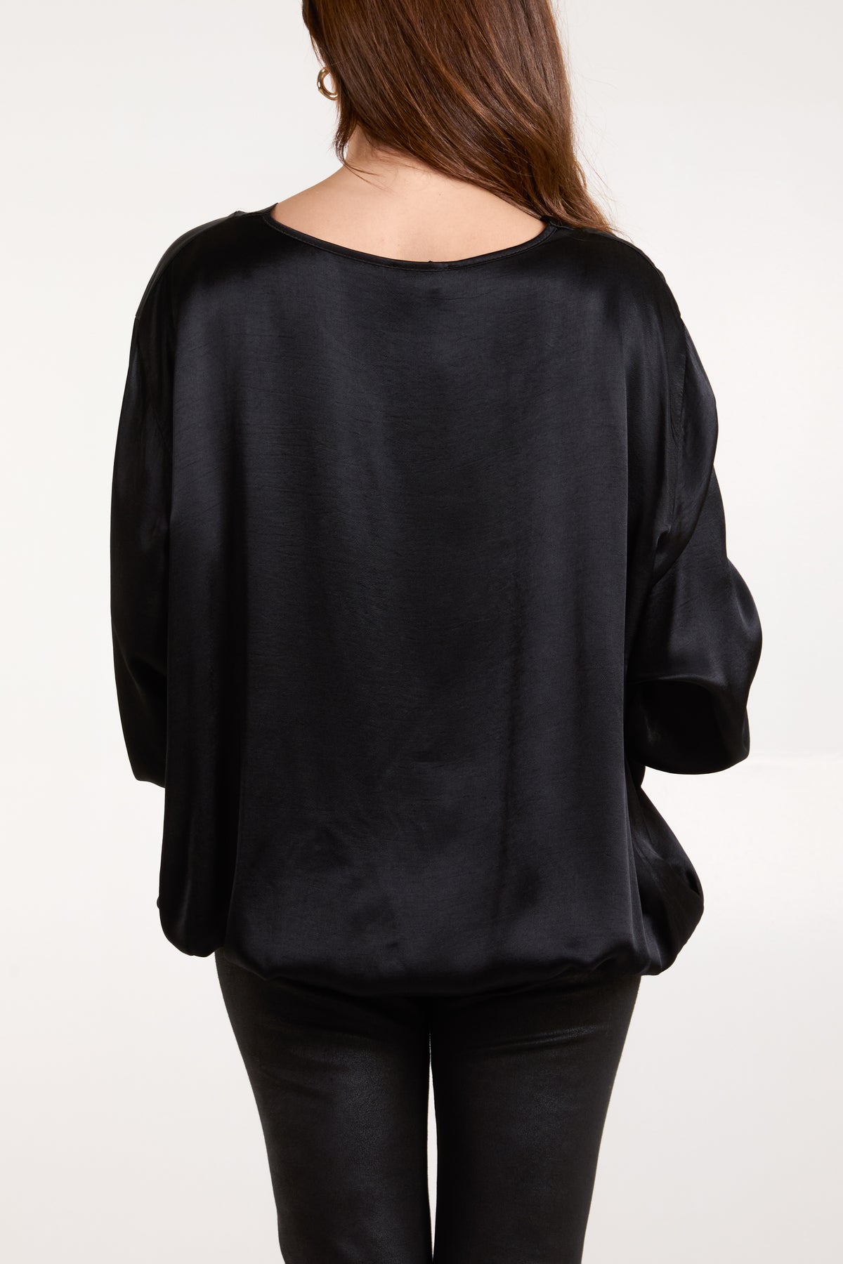 Satin V-Neck Long Sleeve Blouse