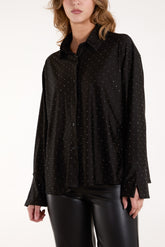 Diamante Stretch Collar Shirt