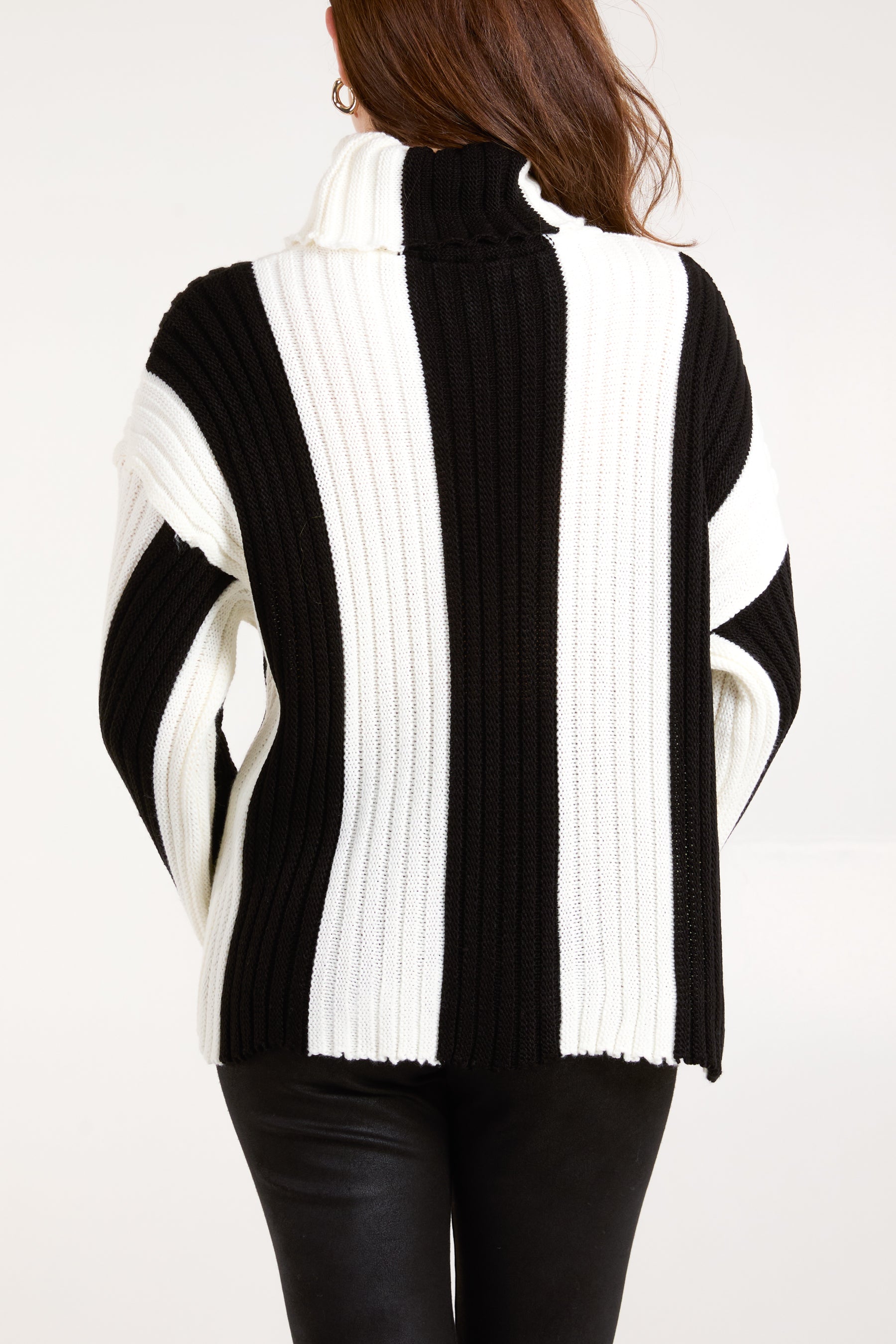 Roll Neck Vertical Stripe Jumper