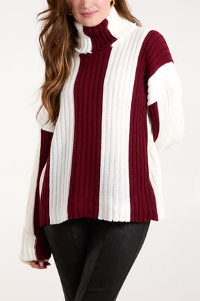 Roll Neck Vertical Stripe Jumper