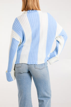 Roll Neck Vertical Stripe Jumper