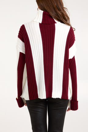 Roll Neck Vertical Stripe Jumper