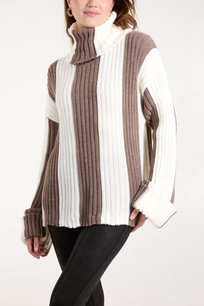 Roll Neck Vertical Stripe Jumper