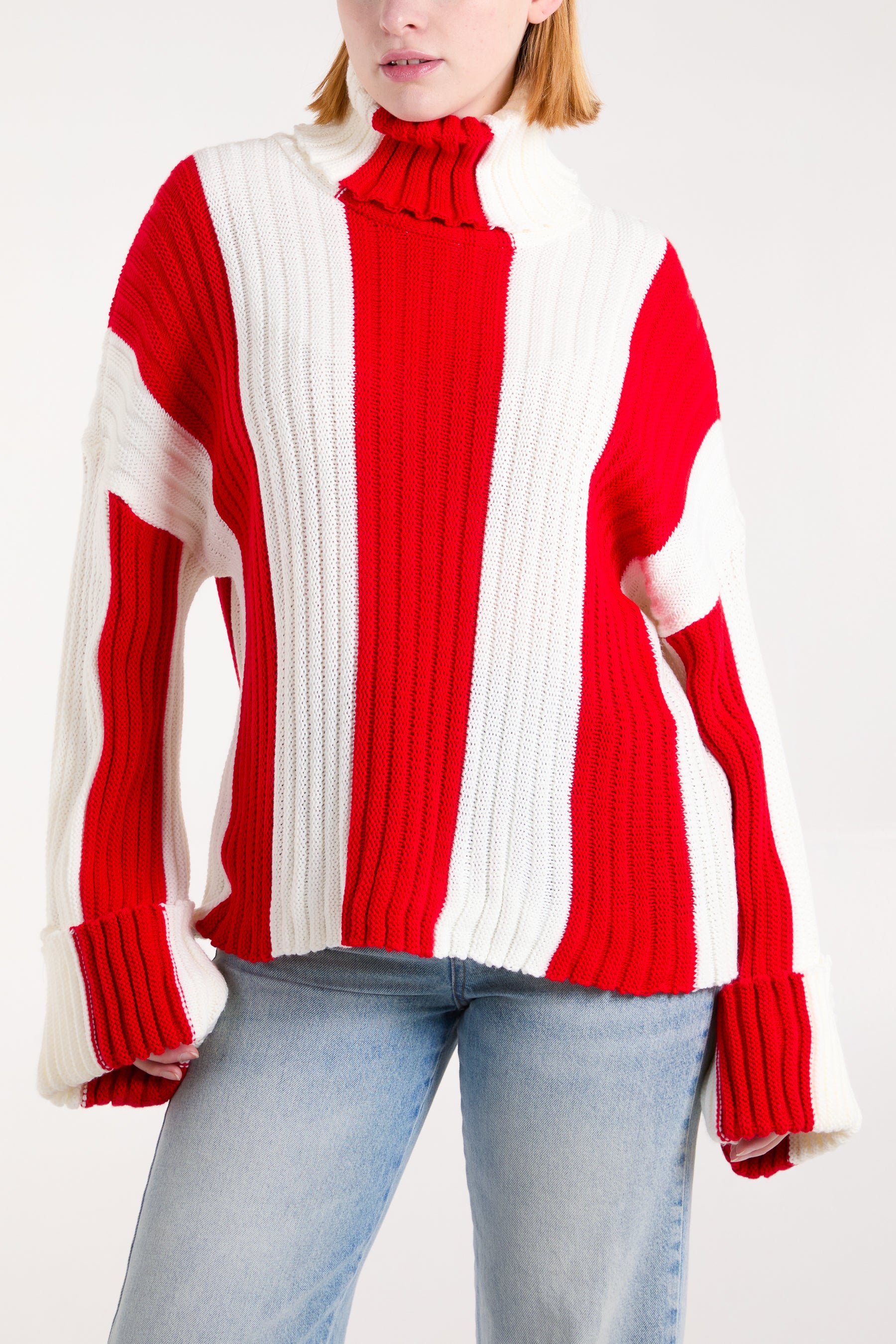 Roll Neck Vertical Stripe Jumper