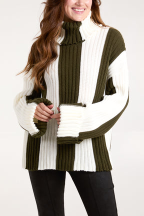 Roll Neck Vertical Stripe Jumper