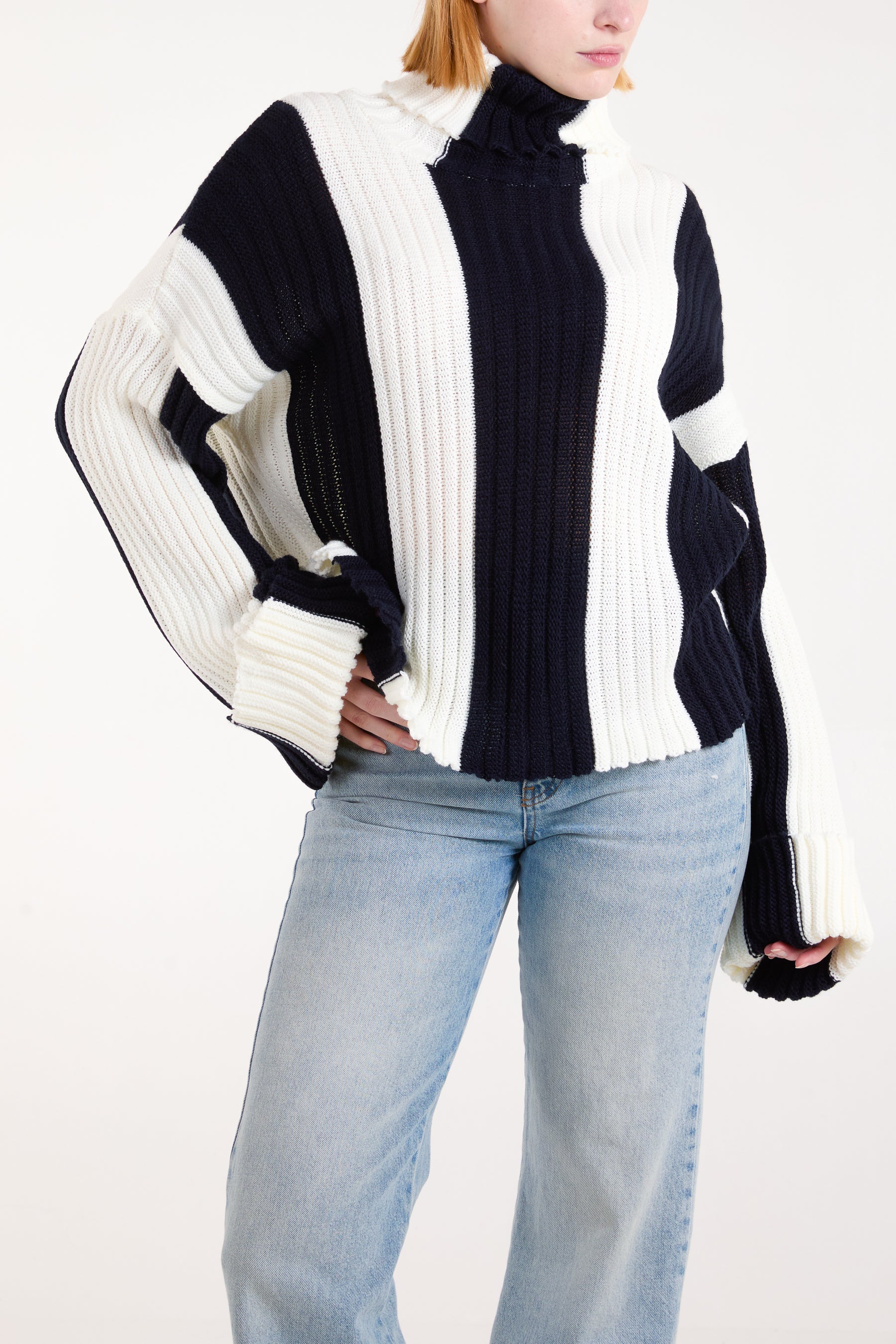 Roll Neck Vertical Stripe Jumper