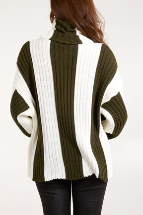 Roll Neck Vertical Stripe Jumper