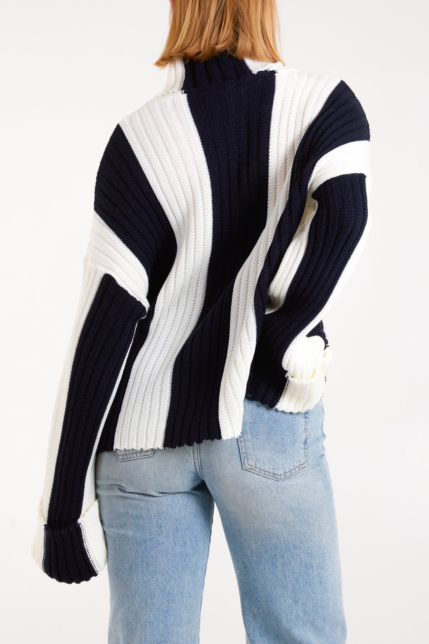 Roll Neck Vertical Stripe Jumper