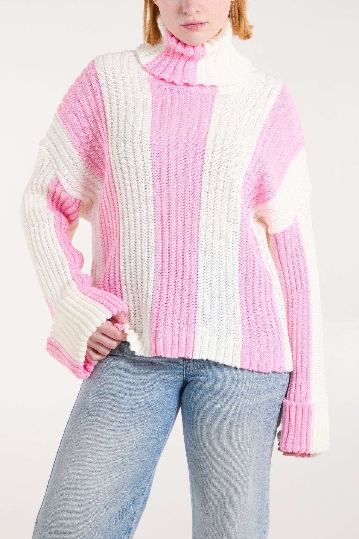 Roll Neck Vertical Stripe Jumper