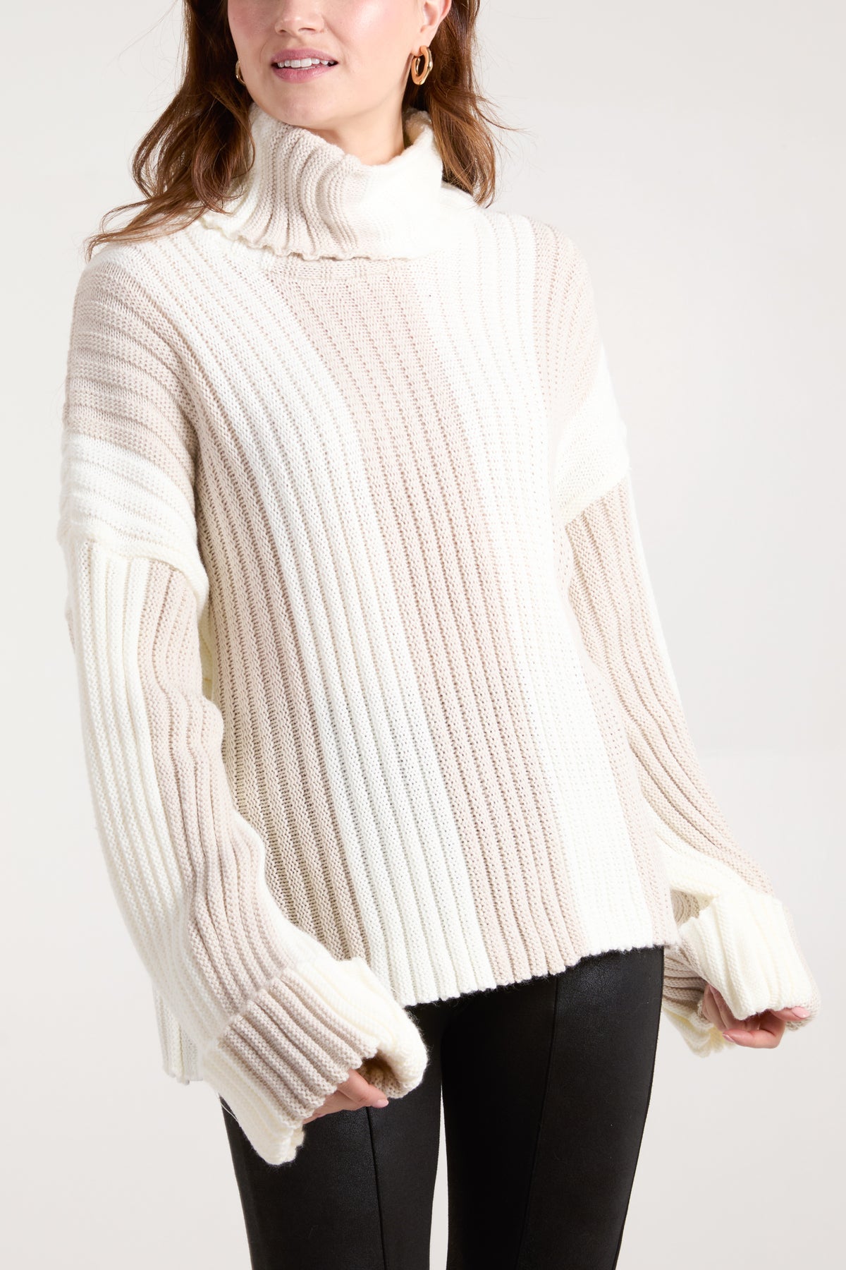 Roll Neck Vertical Stripe Jumper