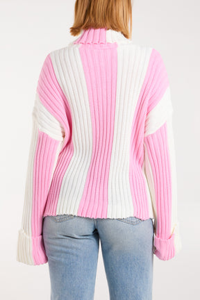 Roll Neck Vertical Stripe Jumper