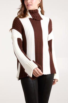 Roll Neck Vertical Stripe Jumper