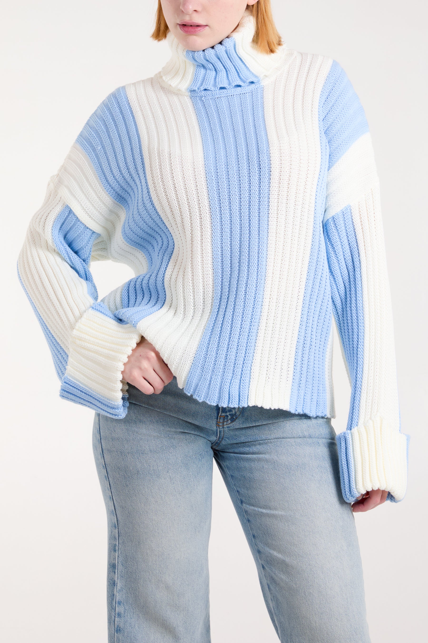 Roll Neck Vertical Stripe Jumper