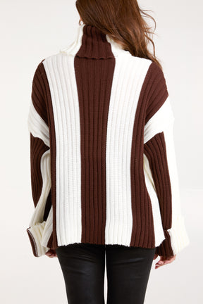 Roll Neck Vertical Stripe Jumper