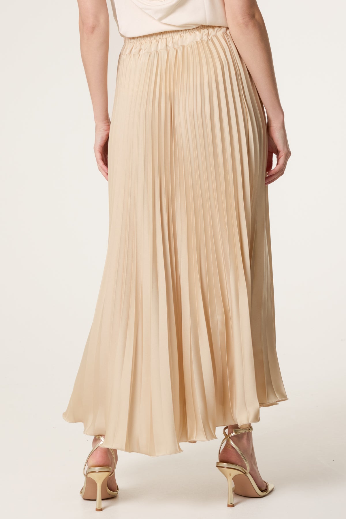 Satin Pleated Maxi Skirt