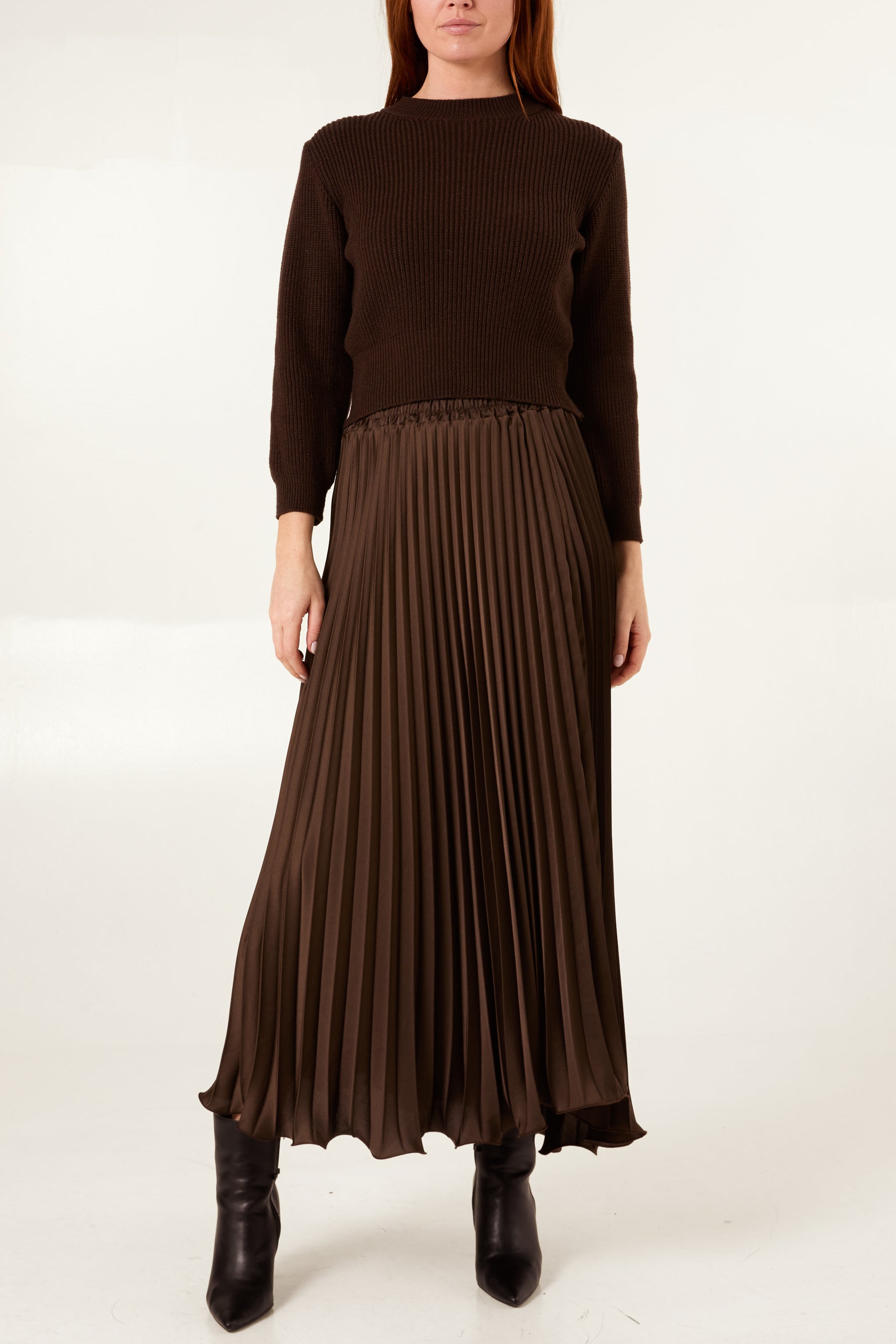 Satin Pleated Maxi Skirt