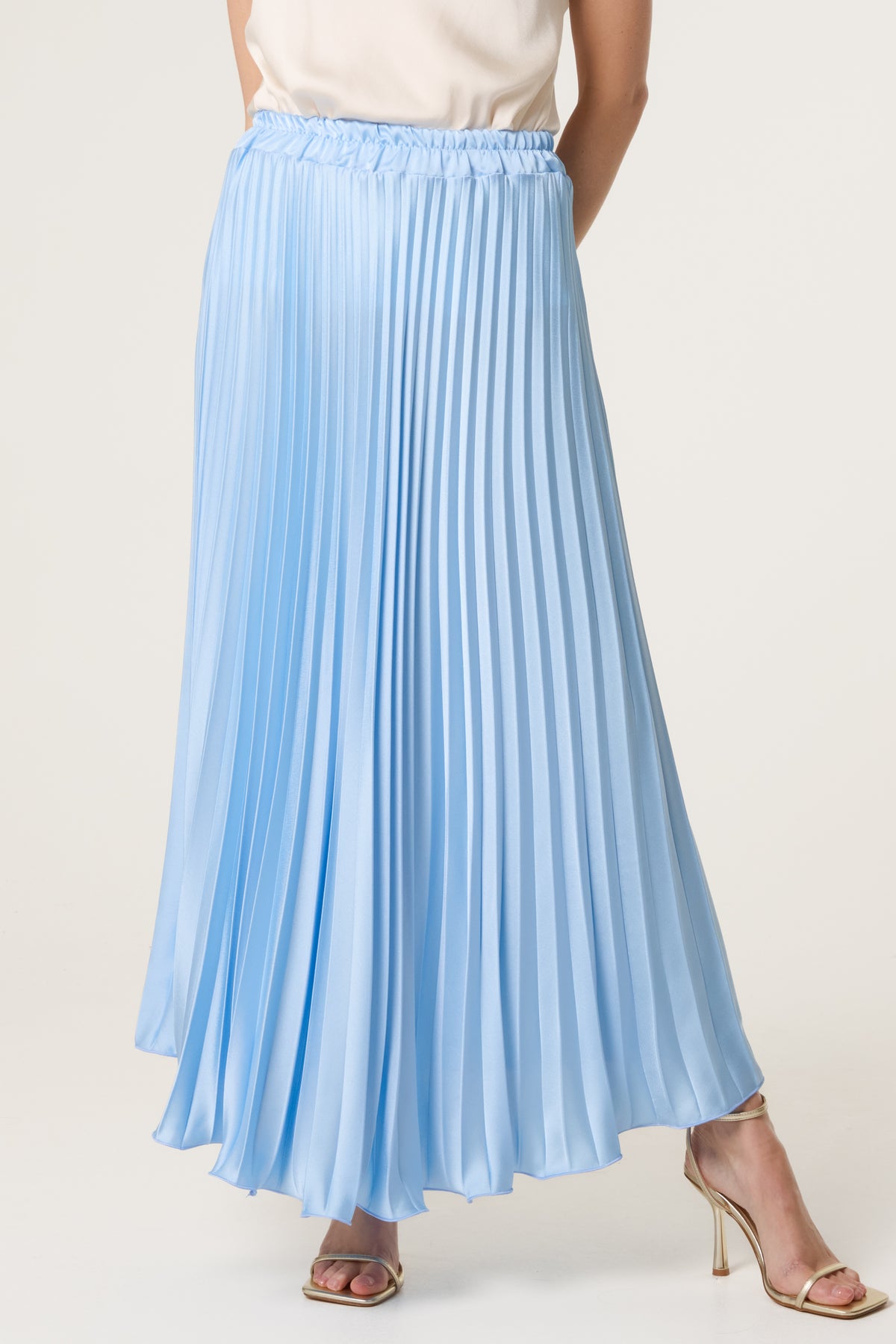 Satin Pleated Maxi Skirt