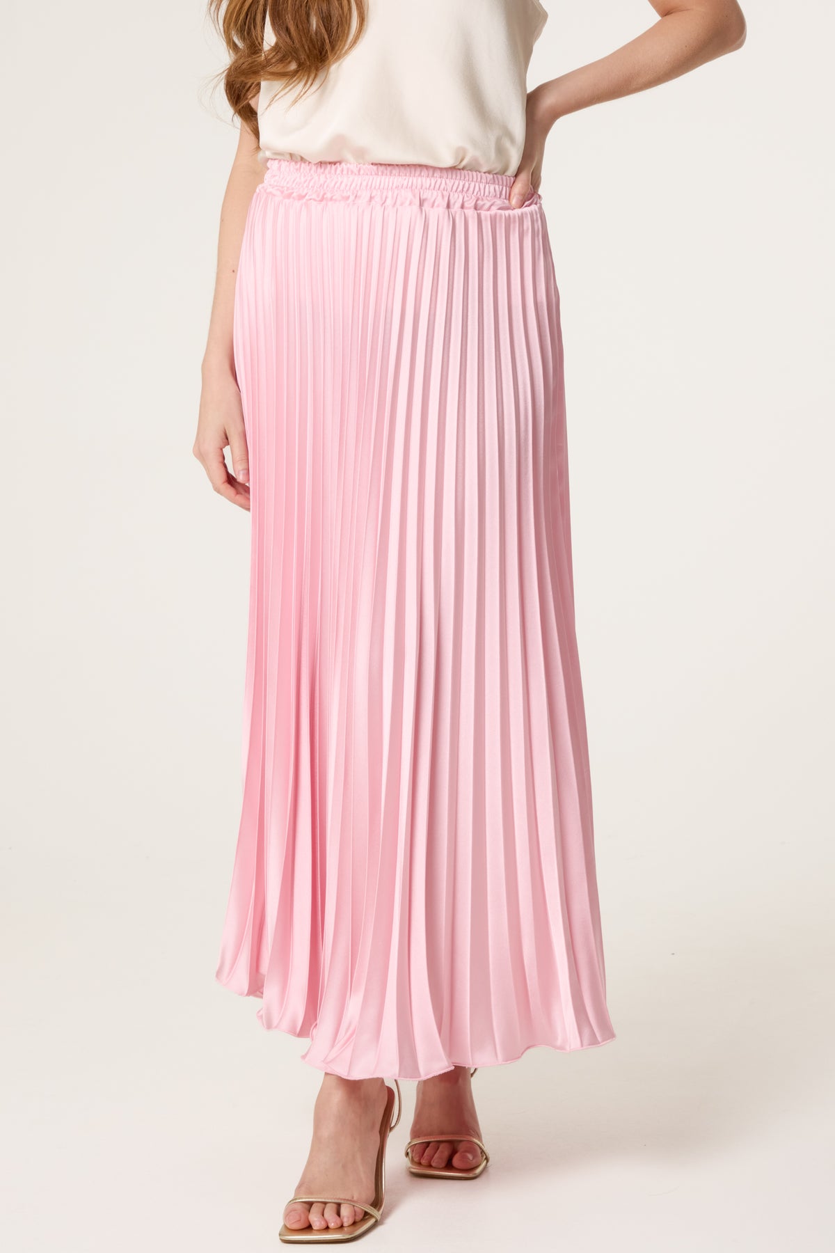 Satin Pleated Maxi Skirt